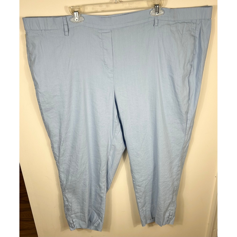 J.Jill Linen Stretch Cropped Pants Women 4X Blue Coastal Grandma Comfortcore